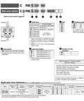Diagram of Rotary Actuator Vane Type CDRBS Series Models CDRBS30 with specifications for industrial use.