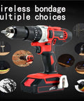 20 Volt Cordless Drill Impact Driver Kit With Two Batteries Compact design, ergonomic handle, single sleeve chuck for easy drilling.