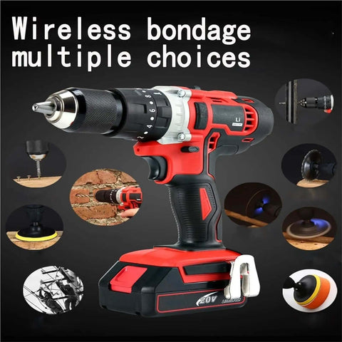 20 Volt Cordless Drill Impact Driver Kit With Two Batteries Compact design, ergonomic handle, single sleeve chuck for easy drilling.