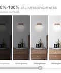 Cordless LED Wall Sconces With 360 Degree Rotating Magnetic Reading Light Real Wood Grain Night Lights for brightness control