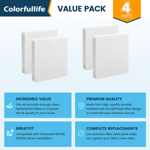 4 Pack Humidifier Filter T For Honeywell Top Fill Tower Humidifier HEV615 HEV620 Replacement HFT600 Filter T Easy Install