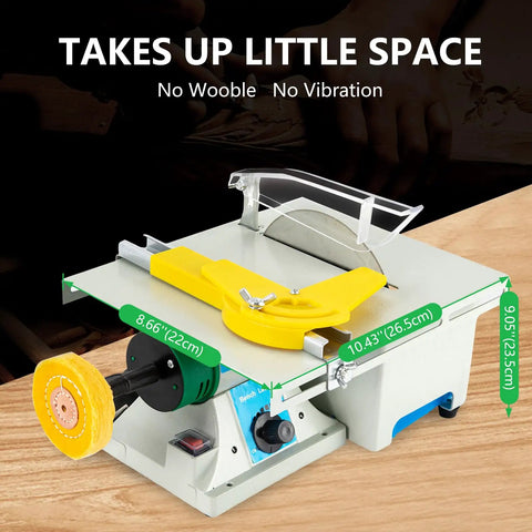 Compact 5-In-1 Lapidary Saw Kit For Cutting, Grinding, Carving, Drilling And Polishing Rocks, 750W Table Grinder size dimensions