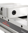 Close-up of Badass 6 Inch Double Station CNC Milling Machine Vise showcasing clamping mechanism and precision design.
