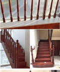Solid Poplar Wood Balusters For Deck And Stair Railings 6 By 6 By 95 Cm 40 Pack images showing staircase and porch with balusters.