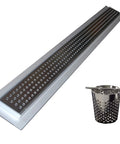 48 Inch Linear Shower Drain Slick Brushed Nickel Stainless Steel Side Outlet Offset Bundle With Rubber Gasket And Super Fine Hair Strainer