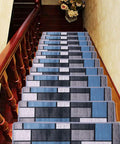 No Slip Stair Treads For Wooden Stairs 13 Pack 8 Inch By 30 Inch Indoor No Slip Blue Grey Carpet Runner Rugs With Carpet Tape Included