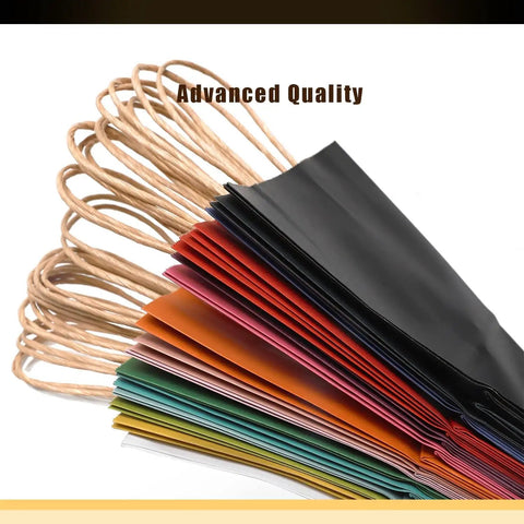 Medium Kraft Gift Bags With Handles, 16 Colorful Options, 10.6 x 8.3 x 4.3 Inches, 16-Pack Party Favor Bags
