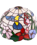 Cream Amber Hummingbird Stained Glass Lampshade Replacement 12 By 12 By 6 Inch With 1 5/8 Inch Fitter Opening showing floral design