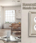 Sunken Pearls Beaded Heavy Duty Decorative Wall Plate And Switch Cover Satin Nickel Finish shown in a modern living area.