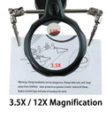 Helping Hands Magnifying Glass Soldering Station With LED Lighted Magnifier 3.5X 12X And Pro Grade Alligator Clip Clamps close-up view