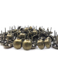 100 Pcs Antique Brass Upholstery Tacks 3/4 Inch Furniture Nails arranged in a pile, showing their smooth design and sharp pins for DIY use.