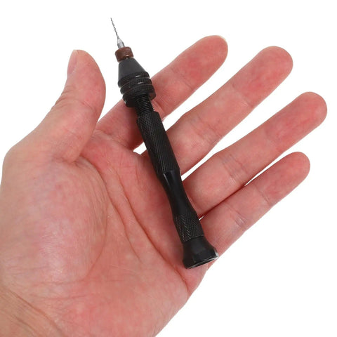 Miniature Hand Drill Set With Pin Vise For Jewelry Making And Crafting Pro Grade Handheld Drill Kit held in hand