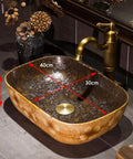 Slick Above Counter Bathroom Vessel Sink 16 Inch Rectangular Porcelain Basin With Tough Baked On Glaze, 40cm x 30cm, elegant design.