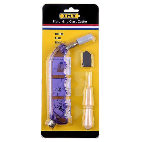 Professional Pistol Grip Oil Feed Glass Cutter With Tungsten Carbide Wheel Stained Glass Cutting Tool on packaging.