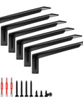 Beefy Heavy Duty L Shelf Brackets 6 Pack Matte Black 20 By 5.6 Inch Floating Shelf Brackets Support Up To 300 Lbs Per Pair Wall Mount Hardware Included For Home Garage