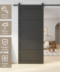 Ultra Sharp 42 By 96 Inch Wave Shape Sliding Barn Door In Matte Black, featured in modern interior with linear design.