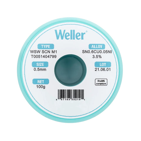 Pro Grade Workhorse Solder Wire 0.5mm Diameter 100g Spool Sn99.3 Cu0.6 Ni0.05 Flux 3.5 label with specifications visible