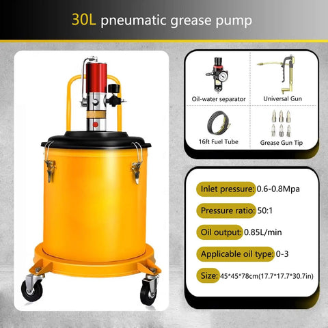 Rock Solid Air Powered Grease Pump For 5 Gallon Drums With Rolling Base And 16 Foot Hose Easy Turn Pressure Knob Fast Weekend Garage Lubrication Session
