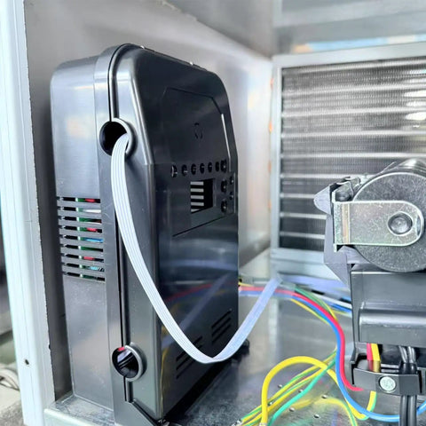Industrial Ice Maker Control Board Kit 6 Part Set With 3.5 Inch Touch Display For Cube Ice Machines installed inside metal housing