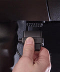 DIY Dash Cam Hardwire Kit OBDII To USB C And Micro USB Adapter shown installed in vehicle's OBD port