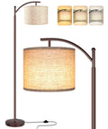 Tall Industrial Floor Lamp With LED Bulb 9W 800 Lumens Three Color Temperature 2700K 4000K 5000K Foot Switch Beige Lampshade