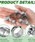 Hand holding Ten Pack T Bolt Hose Clamps Kit 17 to 19 Mm OD Heavy Duty Adjustable 304 Stainless Steel T Slot Clamp for tubing securement.