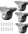 8 Pack 1 Inch Caster Wheels With Metal Top And TPE Rubber Low Profile Fixed Casters For Furniture Moving Cabinet Trundle Bed And Drawers Quiet Smooth Rolling On All Floor Surfaces Protects Floors And Fits In Tight Spaces, screws included.