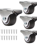 Set Of Four 1 Inch Caster Wheels With Metal Tops And TPE Rubber Low Profile Fixed Casters For Furniture Cabinets Drawers And Beds Quiet Smooth Rollers For Easy Under Furniture Mobility And Silent Floor Glide No Fuss