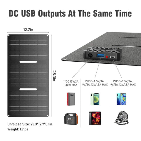 Off Grid Portable Solar Power Bank With 65W 110V AC Outlet 24000mAh External Battery Pack Foldable 30W Solar Panel Laptop Charger