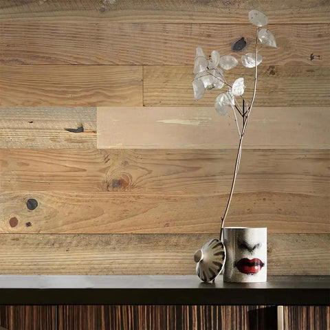 Real Reclaimed Barn Wood Peel And Stick Wall Planks with Self Adhesive Backing for rustic shiplap panels, living room decor