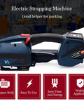 Automatic Electric Strapping Machine With 4000mha Battery For 1/2 To 5/8 In PP PPT Straps Portable Handheld Baler Tool With Lcd Display