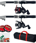 Telescopic Fishing Rod And Reel Combo With Carrier Bag For Freshwater Angling Lightweight Two Piece Spinning Rod Set