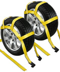 Basket Style Dolly Straps, 2 Pack for 14 to 19 Inch Wheels, Flat Hook Car Wheel Tie Down Straps, Heavy Duty 10,000 Lbs Breaking Strength