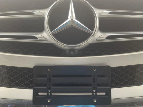 Mercedes-Benz Front Bumper License Plate Holder Kit Bolt-On Relocator Mount attached to flat bumper