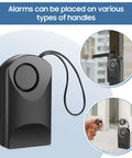 Touch Sensor Door Alarm With 120db Ultra Loud Ring Vibration Triggered Portable Security For Doors Totally For Home Apartment Hotel Travel Bedrooms Kids Toddlers Elderly Guests Keeps Your Space Safe And Quiet, black, handle-mounted