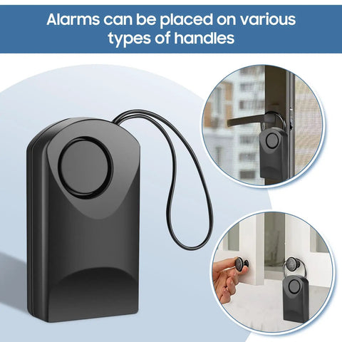 Touch Sensor Door Alarm With 120db Ultra Loud Ring Vibration Triggered Portable Security For Doors Totally For Home Apartment Hotel Travel Bedrooms Kids Toddlers Elderly Guests Keeps Your Space Safe And Quiet, black, handle-mounted