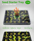 Seed starter tray with rockwool, humidity dome, and seedlings, part of the Vertical Hydroponics Tower Garden For Home Growers With 45 Pods.
