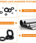 295 Piece Metric And SAE Spring Lock Washer Kit In Stainless Steel 304 Pro Grade Heavy Duty Washers In Sizes M3 To M10 And Six To Ten And Three Eighths Inch For Auto Motorcycle And Machinery Projects spring lock washers, multiple sizes, 304 stainless steel