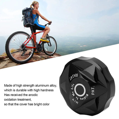 Beefy Aluminum Front Fork Cover With Suspension Cap And Air Chamber Shield for mountain and road bikes shown with cyclist
