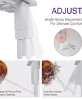 Close-up of Ultra Slim Dual Nozzle Bidet Attachment showing adjustable sprayer, installation, and cleaning feature.