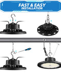 Installation of 240W LED High Bay Light With 35000 Lumens Daylight Output IP65 Waterproof Warehouse Shop Light 1-10V Dimmable