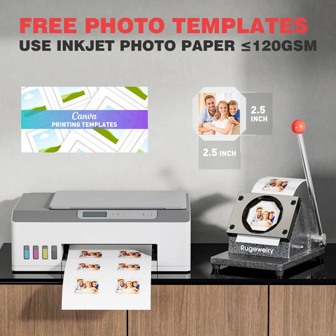 DIY Fridge Magnet Kit 2.5x2.5 Inch, 2-In-1 Magnet Maker And Cutter with printer and custom photo templates displayed