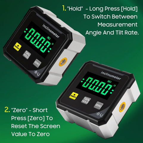 Top Notch 4x90 Degree Digital Angle Finder Protractor With Large Display And 4 Side Magnetic Gauge Cube Inclinometer For Woodworking Table Saw Miter Protractor High Accuracy Angle Measuring Tool, inclinometer with Hold and Zero buttons