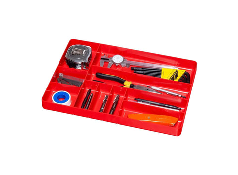 10 Compartment Drawer Organizer Tough As Nails Heavy Duty Stackable Tray For Garage Tool Organization with assorted tools