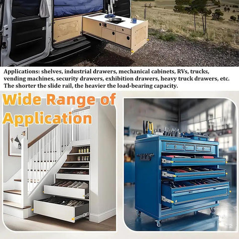 Beefy Heavy Duty 20 Inch Drawer Slides With Full Extension Ball Bearing Glides, 500 Pound Load Capacity in industrial and home use