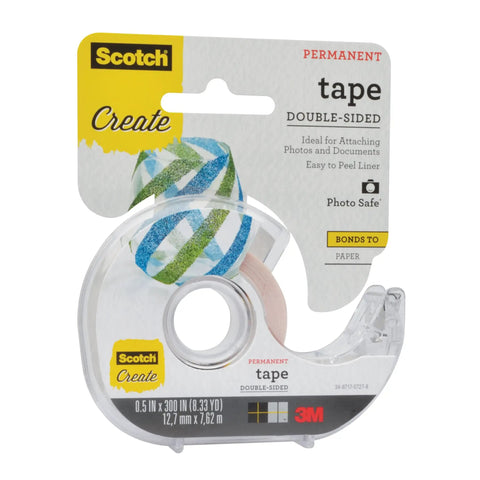 Double Sided Craft Tape 1/2 Inch Wide By 300 Inch Long Permanent Adhesive For Scrapbooks, Cards, School Projects, And Paper Crafts