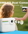 Dope Kids Instant Print Camera With 32GB Card Includes 4 Photo Paper Rolls Color Photos Stored On Memory Card 6 Scene Filters 28 Photo Frames Safe Thermal Print Tech Perfect Birthday Gift For Boys And Girls Ages 3 4 5 6 7 8 9 10 white kids instant print camera with 48MP HD dual camera