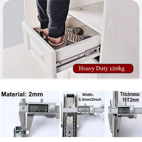 Beefy Soft Close Full Extension Drawer Slides With Ball Bearings Side Mount 650mm 26 Inch 2 Pack supporting heavy weight