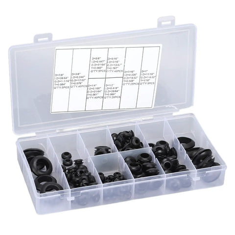 180 Pcs Grommet Assortment Kit DIY Friendly Rubber Firewall Hole Plugs For Cars And Trucks, Protection Rings, Various Sizes, High Temperature Resistant, Durable Auto Seals For Engine Bay And Bodywork in storage case