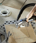 Ultra Saw Corded Compact Saw Tool Kit With 3 Cutting Wheels Cutting Tile on Workbench